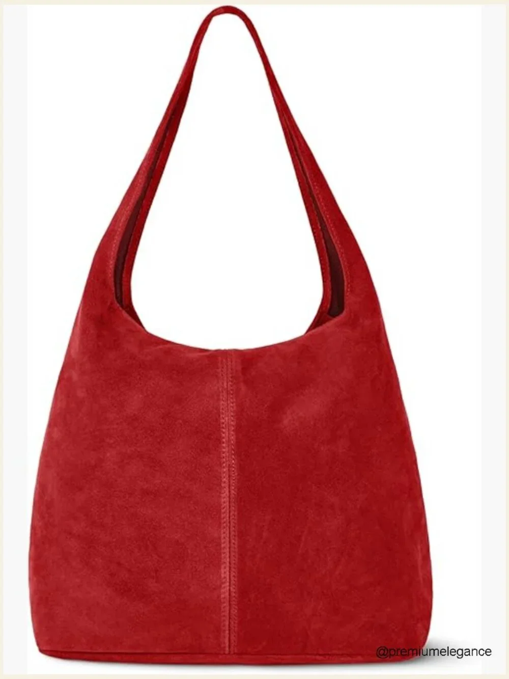 Italian Genuine Suede Hobo Bag with Zipper Shoulder Strap Large Slouchy